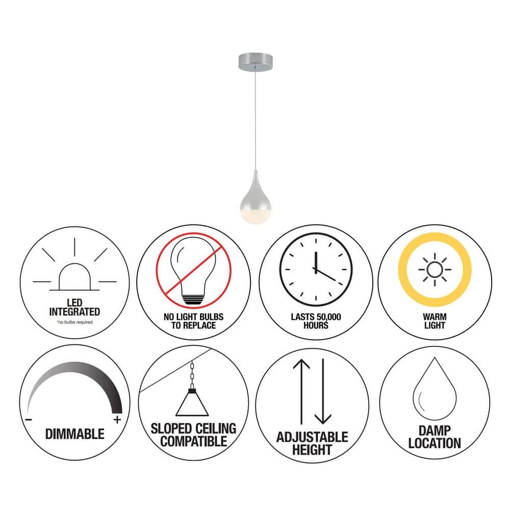 Mini Brushed Nickel Glass LED Pendant Light