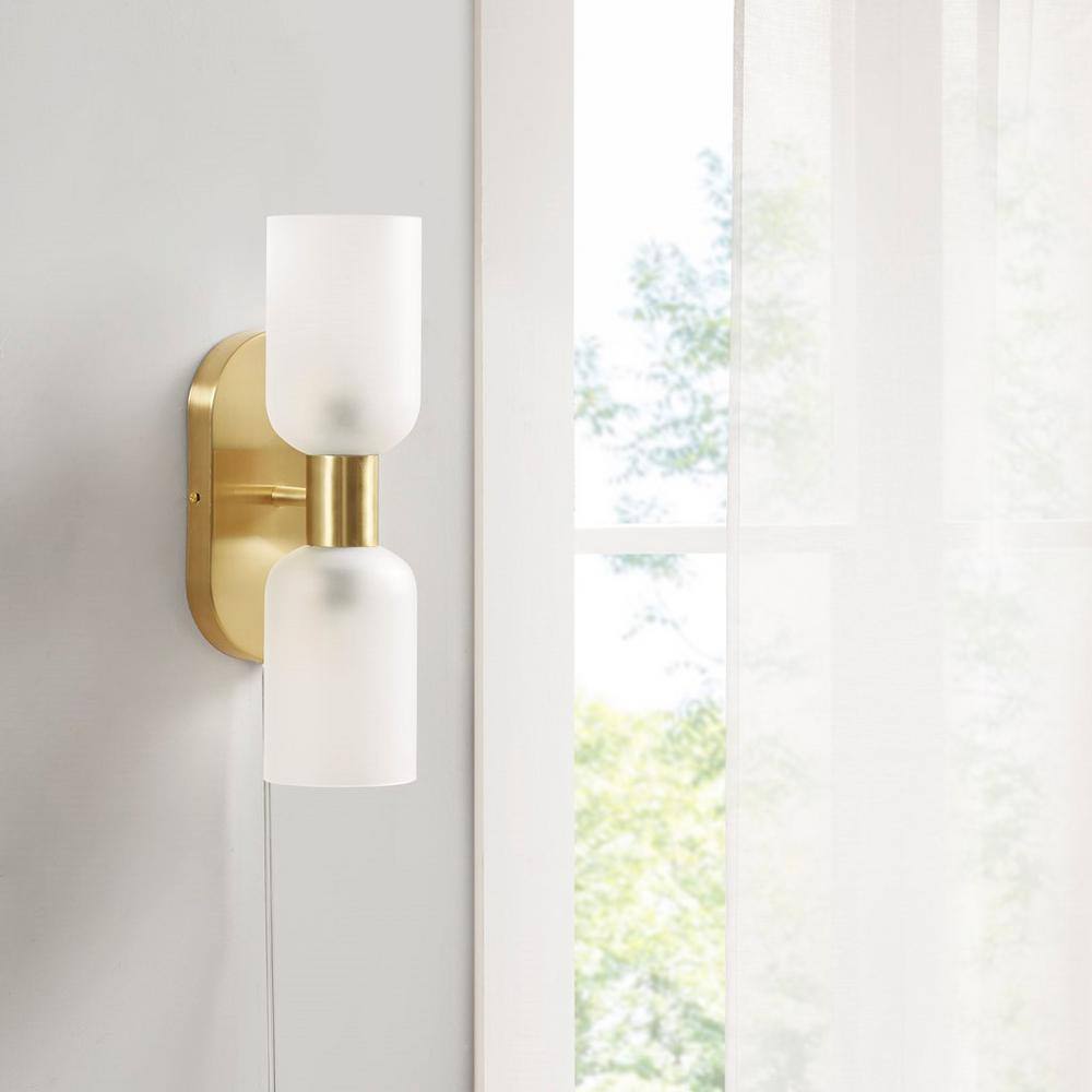 Gold Frosted Glass Double Tube Wall Sconce