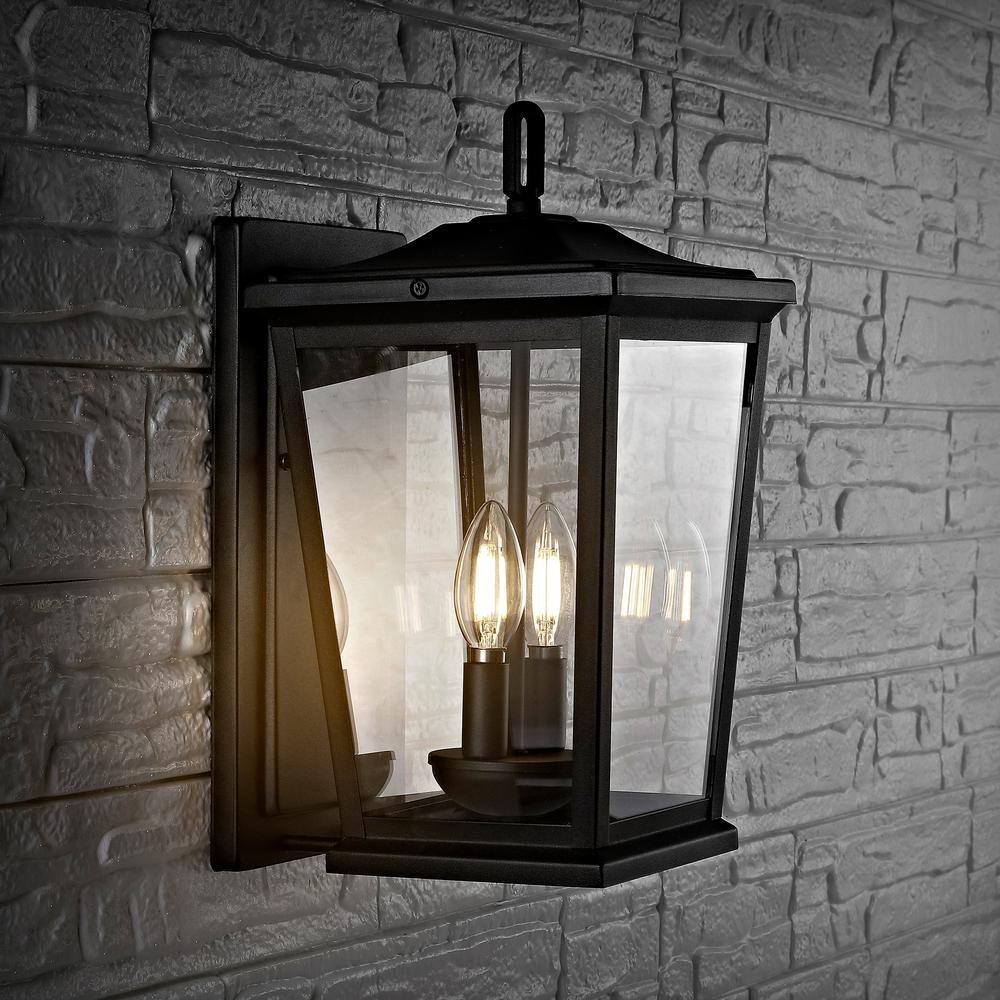Elegant Morla Black Iron Outdoor Wall Lantern