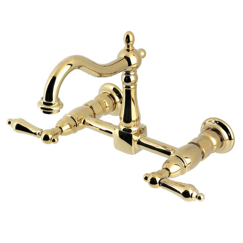 Heritage 2-Handle Wall-Mount Standard Kitchen Faucet in Polished Brass price history on PriceWatchPro