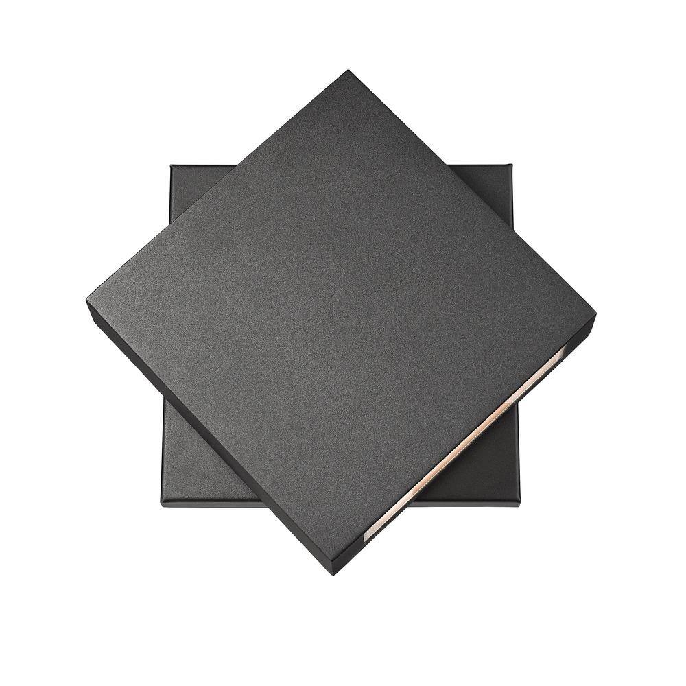 Quadrate Black 11.25 in Outdoor Hardwired Lantern Wall Sconce with Integrat