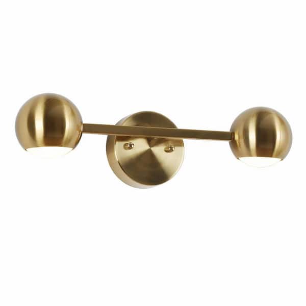 Zevni 18 in. 2-Light Brass-Plated Integrated LED Bathroom Vanity Light, Transitional Indoor Wall Sconce for Mirrors, Wall Arts