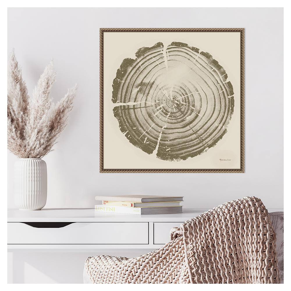 Tree Trunk Cream II Abstract Canvas Print with Bronze Frame