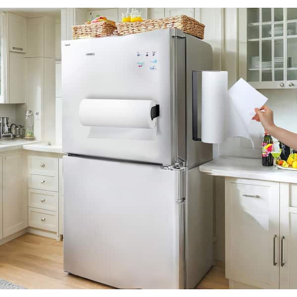 Magnetic Black Paper Towel Holder Under Cabinet Paper Towel Rack with Strong Magnet for Kitchen Fridge Grill RV