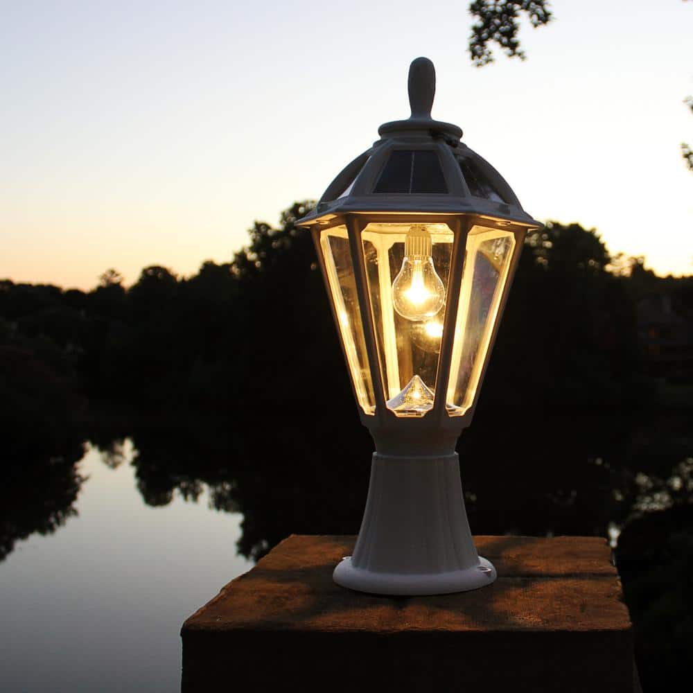 White Solar LED Outdoor Post Light with Multiple Mounting Options