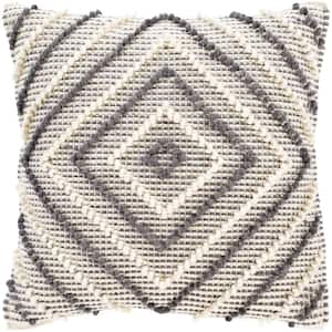 Aira Charcoal Woven Polyester Fill 22 in. x 22 in. Decorative Pillow
