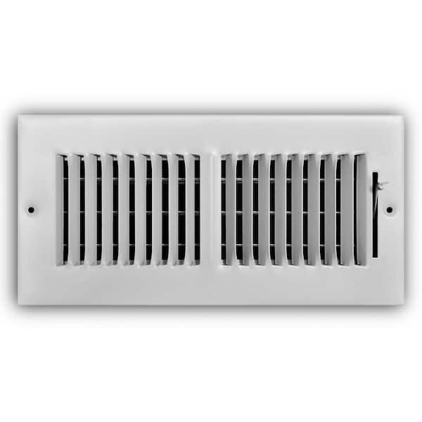 Photo 1 of 10 in. x 4 in. 2-Way Steel Wall/Ceiling Register in White