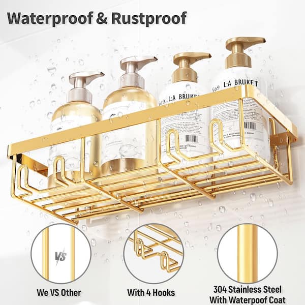 Numhew 5-Pack No-Drill Strong Adhesive Wall Mount Shower Caddy in