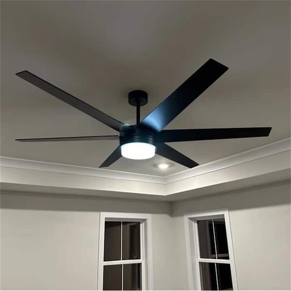 70 in. Indoor Antique Woodgrain/Black Ceiling Fan Integrated LED Light Kit with Remote Control