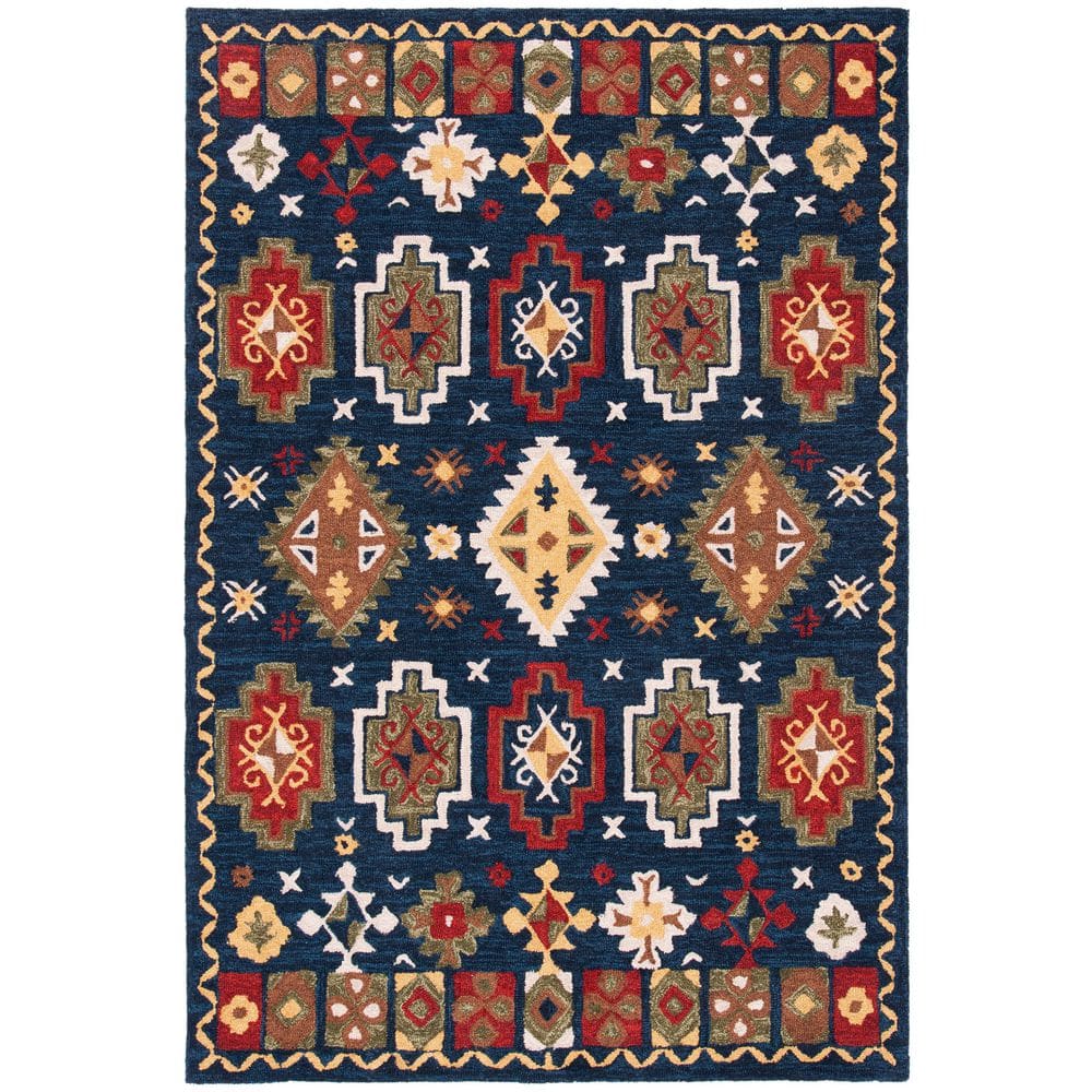 Heritage 3 ft. x 5 ft. Navy/Red Border Tribal Area Rug price history on PriceWatchPro