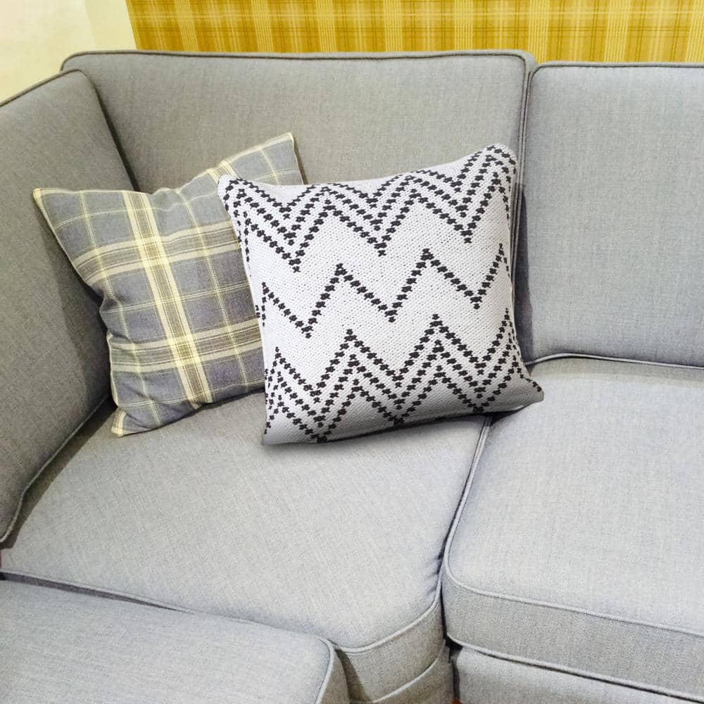 20" Square Black and White Cotton Chevron Throw Pillow