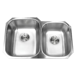 Undermount 18-Gauge Stainless Steel 32 in. x 20-3/4 in. x 9 in. Deep 60/40 Double Bowl Kitchen Sink with Brushed Finish