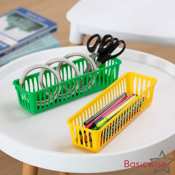 Multi-Colored 10 in. x 3 in. Plastic Storage Decorative Baskets Storage Basket Set of 12