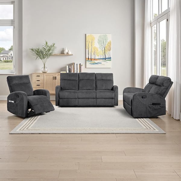 Lazzara Glendale 71 in. W Slope Arm Microfiber Rectangle 3-Piece