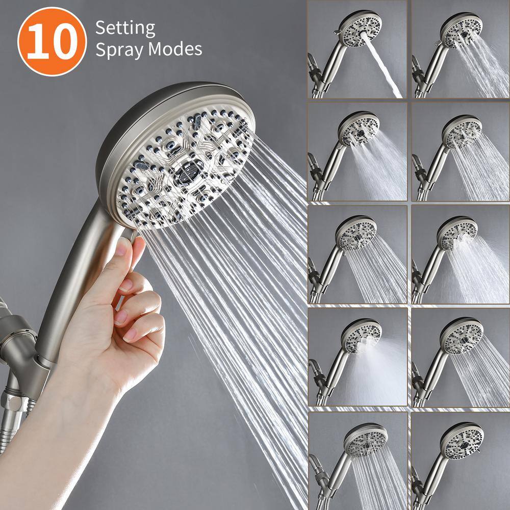 Brushed Nickel Wall Mounted Rain Shower System with Handheld