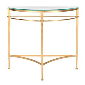 Baur 31.3 in. Gold/Glass Rectangle Metal Console Table