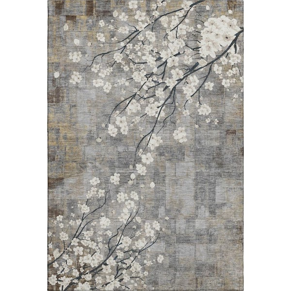 Mayfield Premium Machine Washable Abstract AMF2248 Gray 10 ft. x 14 ft. Area Rug