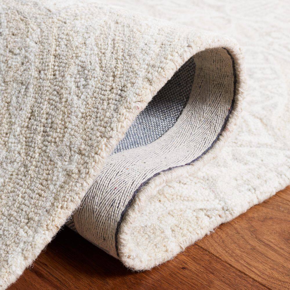 Beige Hand-Tufted Wool Square Area Rug, 5' x 5'