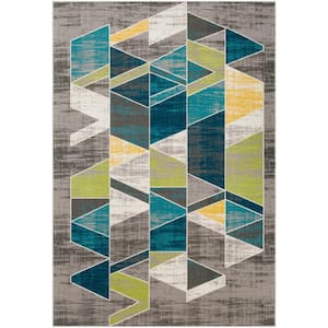 Noble Teal/Gray 7 ft. 10 in. x 10 ft. 3 in. Geometric Area Rug