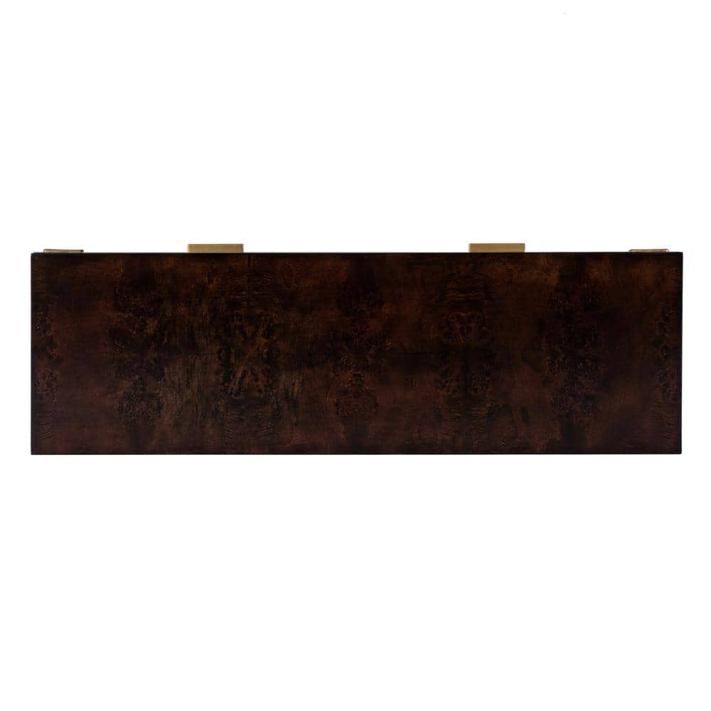 Kai 45" Dark Brown Burl Wood Console Table with Storage