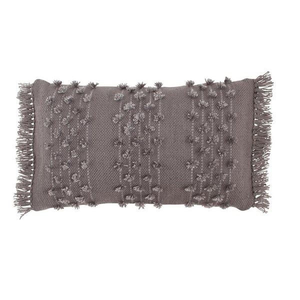 Unbranded ED-Ellen DeGeneres Everyday Gray Plush 14 in. x 24 in. Throw Pillow