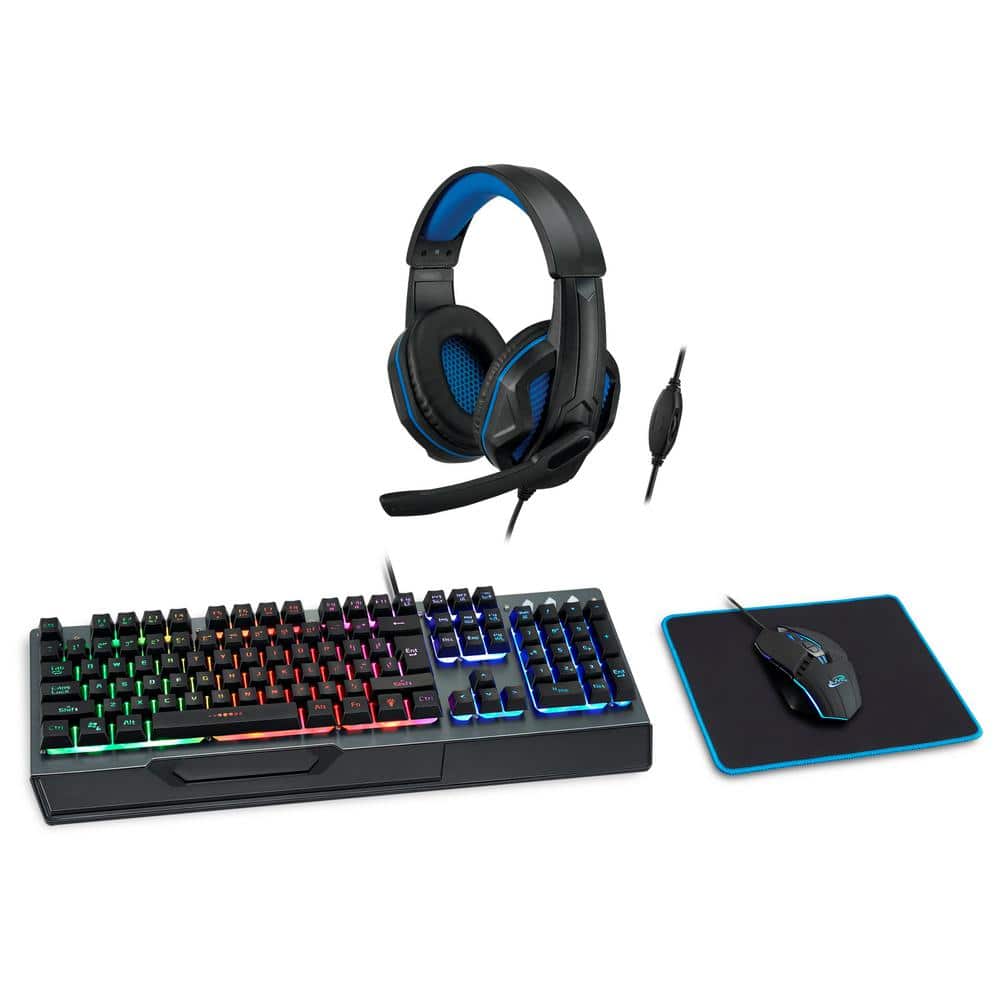  G-LAB Combo Helium - 4-in-1 Gaming Bundle - Backlit QWERTY  Gamer Keyboard, 3200 DPI Gaming Mouse, in-Ear Headphones, Non-Slip Mouse  Pad - PC Mac PS4 PS5 Xbox One Gamer Pack 