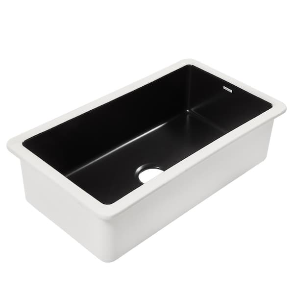 Eden 31 in. Undermount Single Bowl Matte Black Fireclay Kitchen Sink