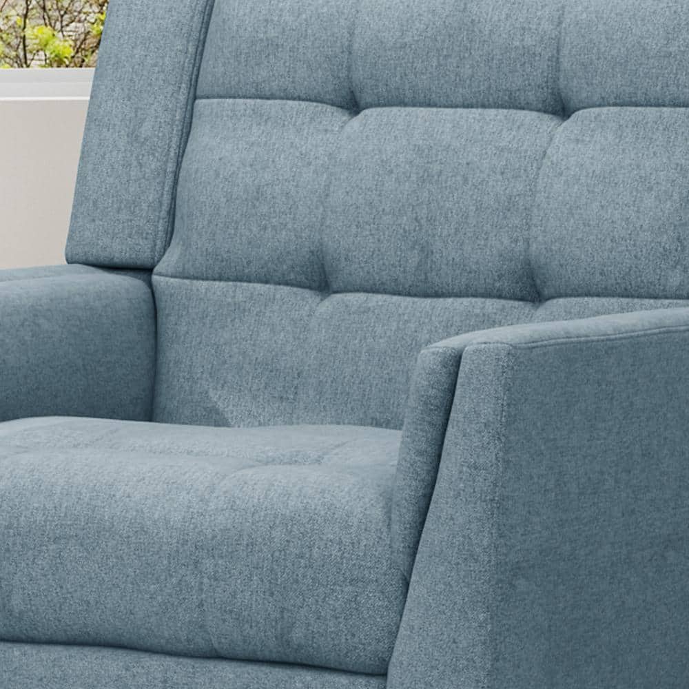 Evelyn Blue and Walnut Mid-Century Modern Arm Chair and Loveseat Set