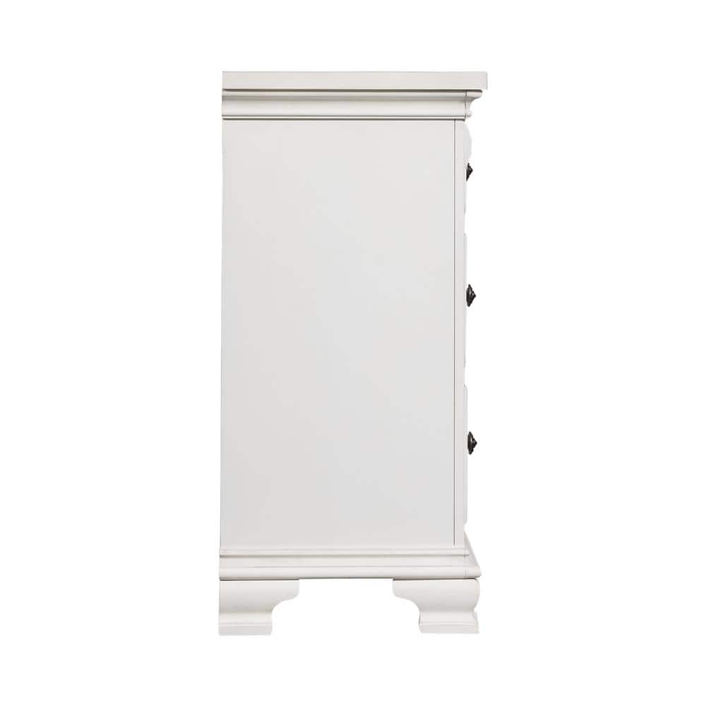White Transitional 7-Drawer Dresser with Felt Lined Top Drawers