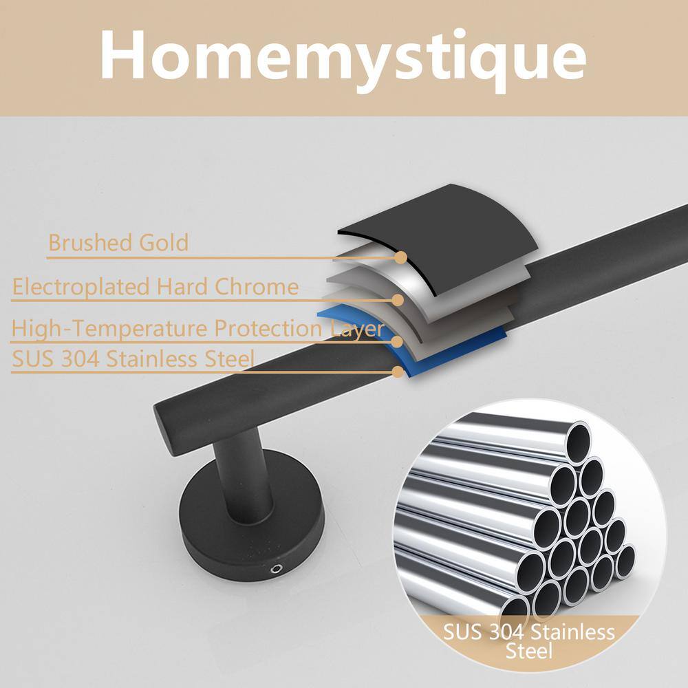 Matte Black Stainless Steel 4-Piece Bathroom Hardware Set