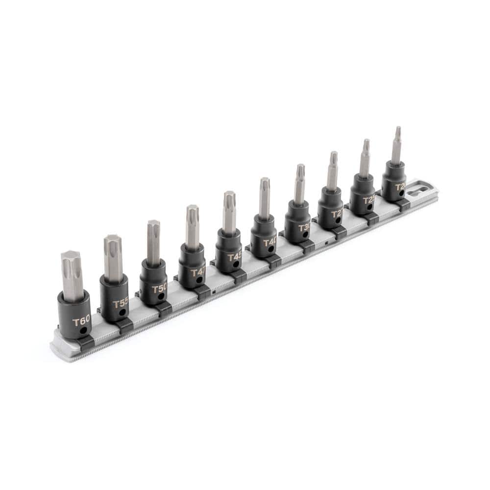 TEKTON 3/8 in. Drive Torx Impact Bit Socket Set with Rail, 10