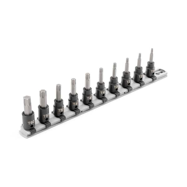 3/8 in. Drive Torx Impact Bit Socket Set with Rail, 10-Piece (T20-T60)