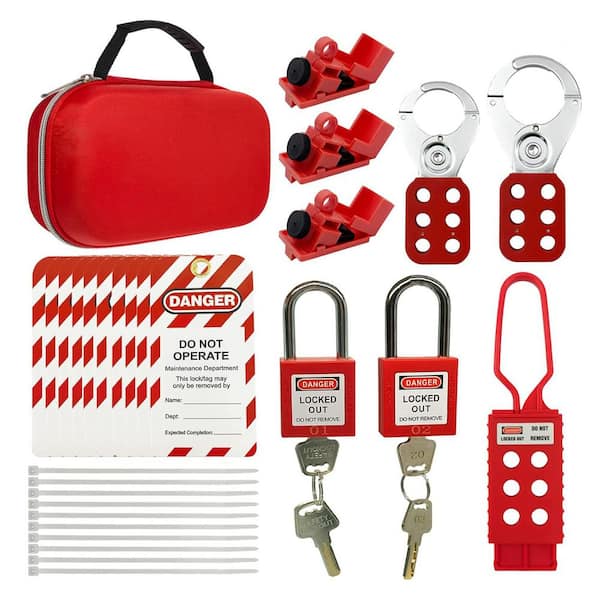 19-Piece OSHA Compliance Electrical Lockout Tagout Kit with Safety Padlock Tags Hasps Circuit Breaker Locks