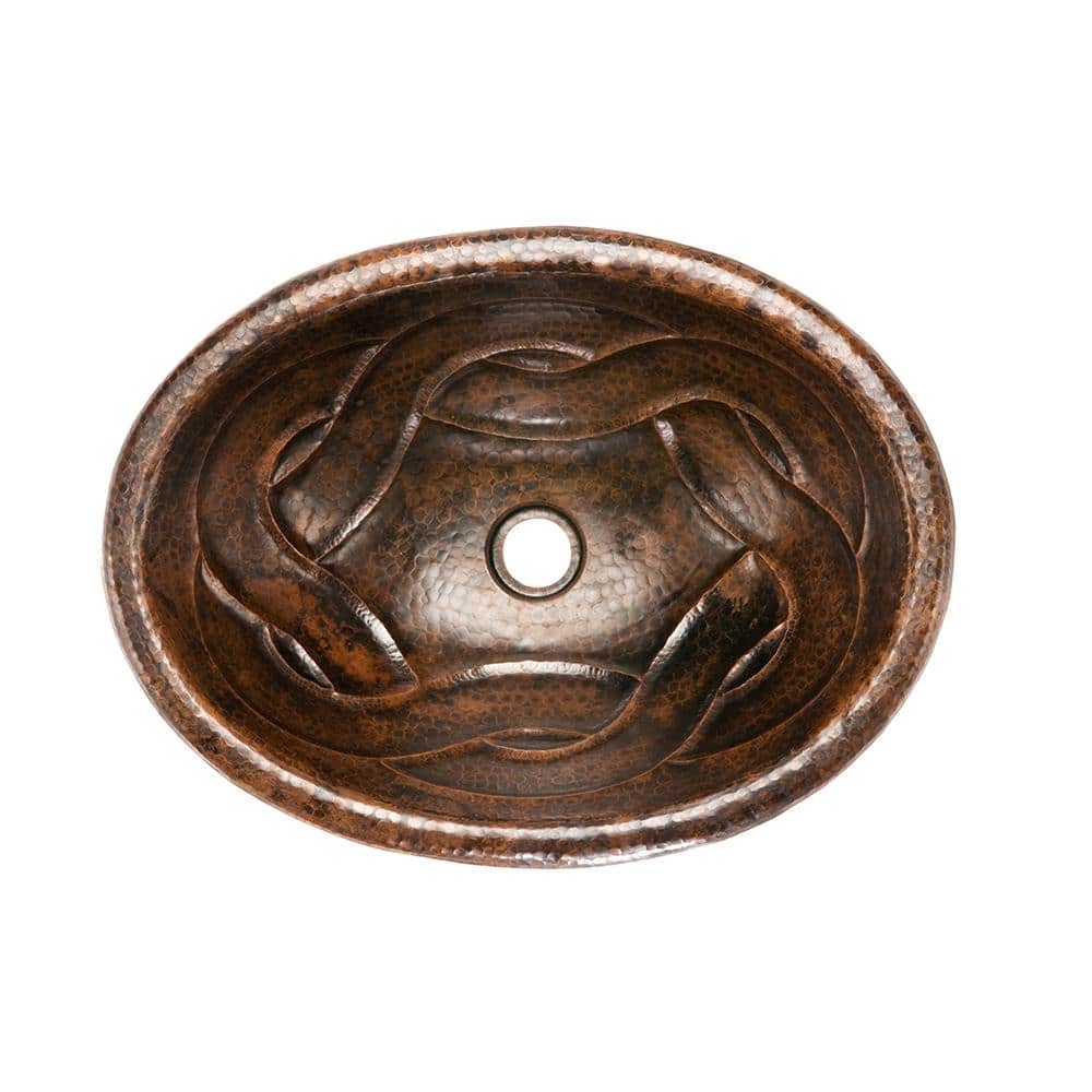 19" Oval Oil Rubbed Bronze Hammered Copper Bathroom Sink