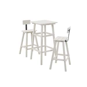 White 3-Piece Plastic Square High Outdoor Serving Bar Set