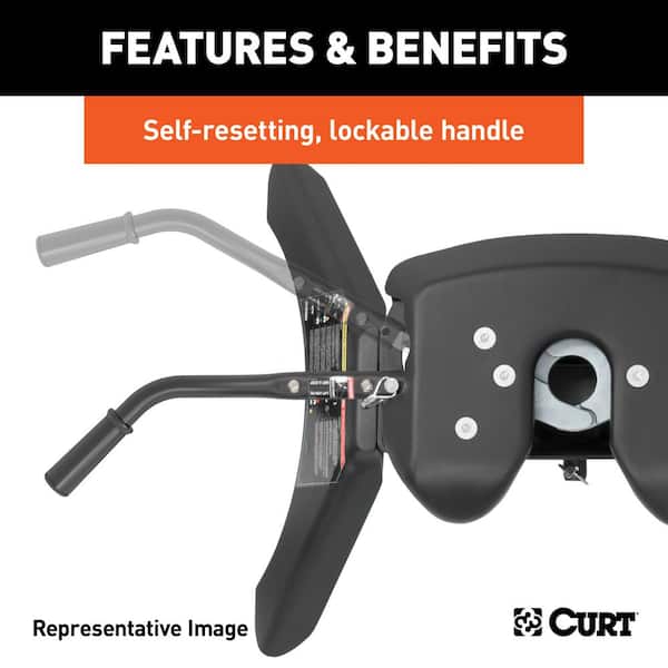 CURT A16 5th Wheel Hitch with Roller and Ram Puck System Adapter