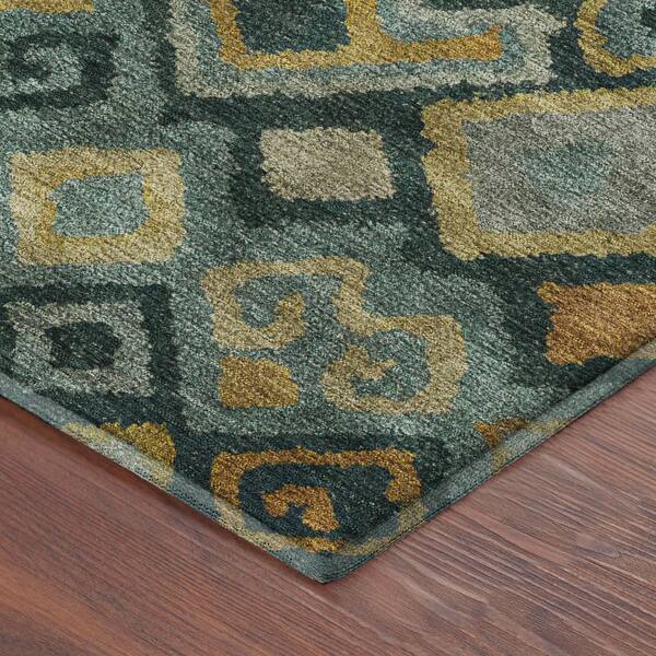 Mayfield Premium Machine Washable Abstract AMF2303 Green 10 ft. x 14 ft. Area Rug