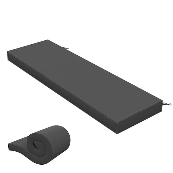 60 in. x 18 in. x 3.5 in. Rectangular Outdoor Porch Swing Bench Cushion Grey