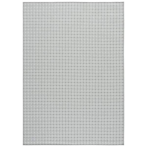 Terrace Ivory/Gray 9 ft. x 12 ft. Geometric Jewel Indoor/Outdoor Area Rug