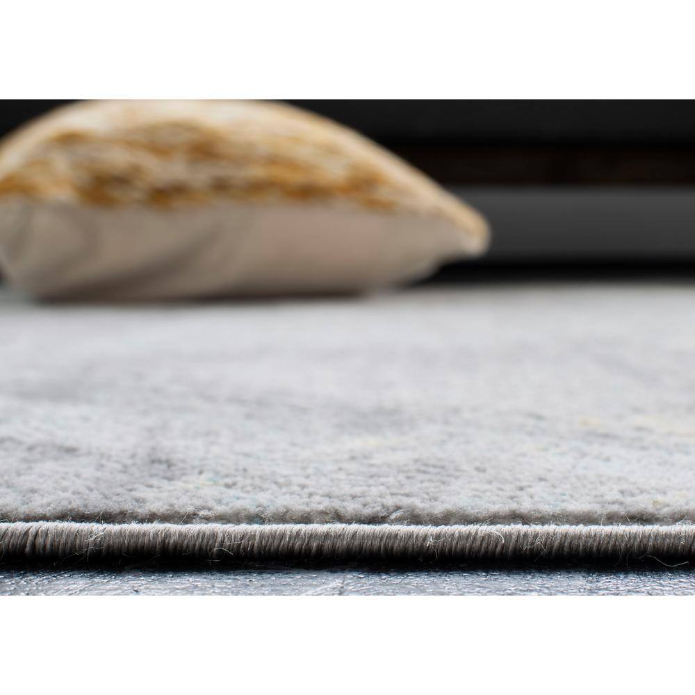 Hand-Knotted Artistic Abstract Gray Round Synthetic Rug