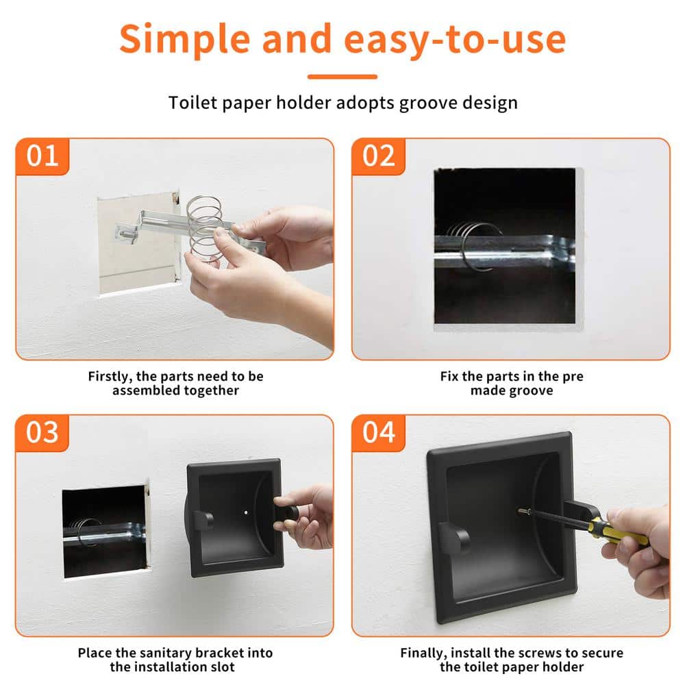 Brushed Nickel Recessed Wall-Mounted Toilet Paper Holder