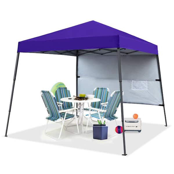 ABCCANOPY 10 ft. x 10 ft. Purple Pop Up Canopy Tent Slant Leg with 1 Sidewall and 1 Backpack Bag