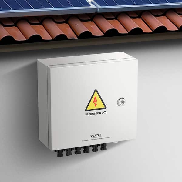 PV Combiner Box 6 String Solar Combiner Box with 10 Amp Rated Current Fuse Lightning Arrester and Solar Connector