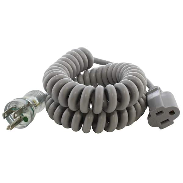 AC WORKS Up to 6.5 ft. 10 Amp 18/3 Coiled Medical Grade Extension Cord