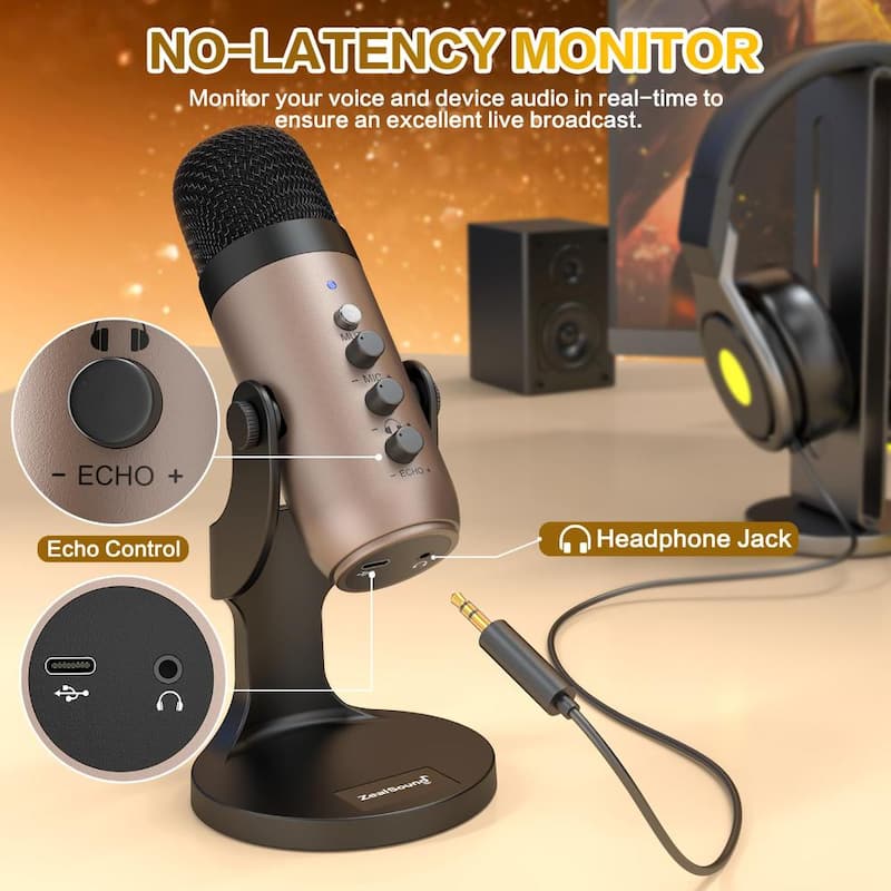 Plug and Play USB Microphone in Gold (1-Pack)