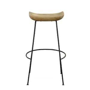 30.5 in. Natural Backless Metal Bar Chair with Wood Seat Set of 2