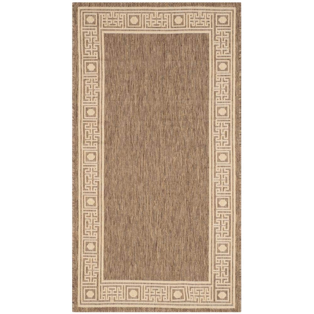 Elegant Dark Beige Rectangular Easy-Care Outdoor Rug, 31"x4"