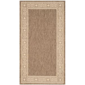 Courtyard Dark Beige/Beige Doormat 3 ft. x 5 ft. Geometric Indoor/Outdoor Patio Area Rug