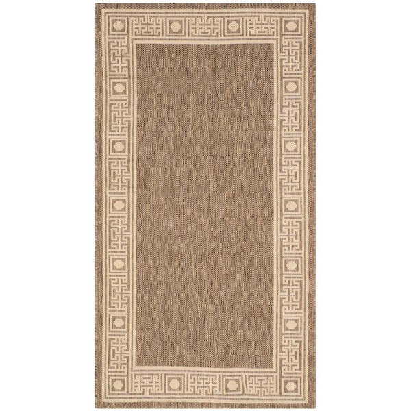 SAFAVIEH Courtyard Dark Beige/Beige Doormat 3 ft. x 5 ft. Geometric Indoor/Outdoor Patio Area Rug