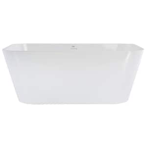 Summerlin 4.75 ft. Solid Surface Flat Bottom Freestanding Air Bath Bathtub in Biscuit